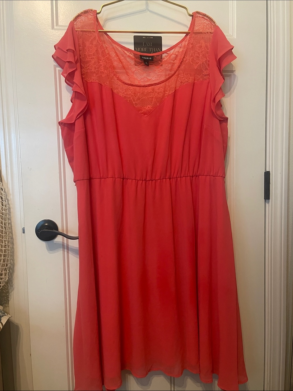 Torrid Coral Lace-Yoke Midi Dress